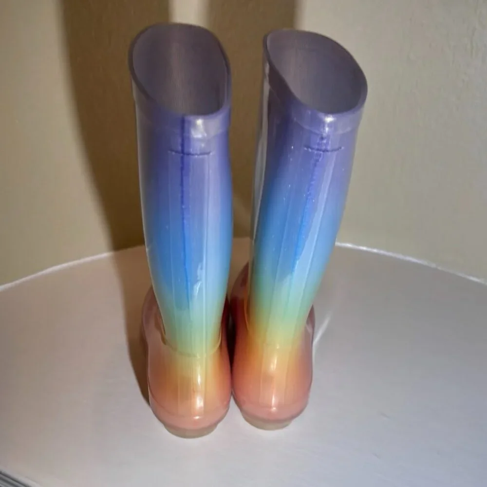 🌈Rainbow Kids Rubber Rainboots Cat & Jack Size 2 - Picture 3 of 8